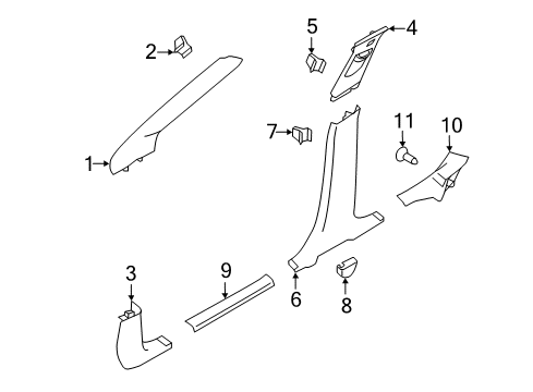 2016 Ford Focus Interior Trim - Pillars, Rocker & Floor Diagram