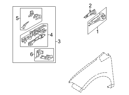 2009 Lincoln MKX Structural Components & Rails Diagram