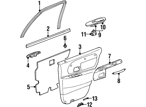 1998 Lincoln Town Car Interior Trim - Rear Door Diagram
