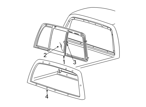 2004 Ford F-150 Heritage Back Glass, Reveal Moldings Diagram