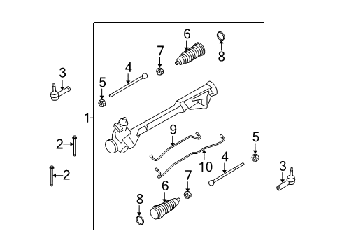 2009 Ford Flex Outer Tie Rod Diagram for 8A5Z-3A130-A