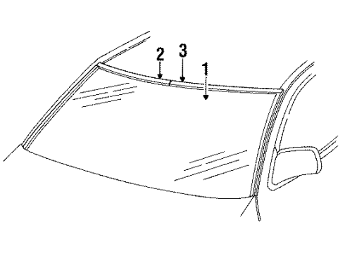 1994 Mercury Cougar Windshield Glass, Reveal Moldings Diagram