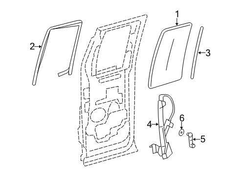 2005 Ford F-150 Rear Door - Glass & Hardware Diagram 3 - Thumbnail