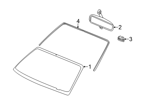 2014 Ford F-250 Super Duty Windshield Glass, Reveal Moldings Diagram