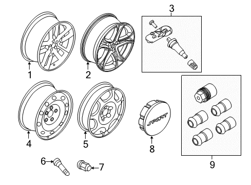 2014 Ford Edge Center Cap Diagram for AE5Z-1130-A