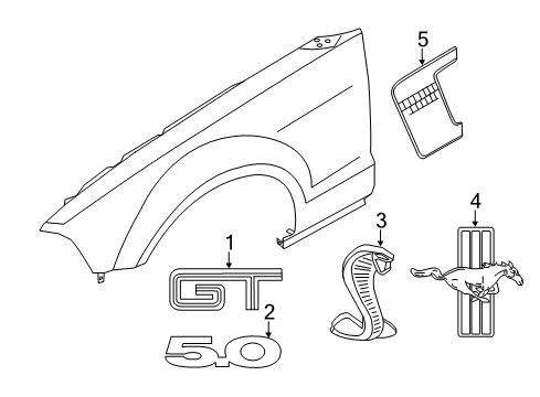 2013 Ford Mustang Exterior Trim - Fender Diagram