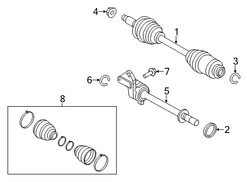 2010 Ford Fusion Axle Assembly, Front Passenger Side Diagram for AE5Z-3A428-C