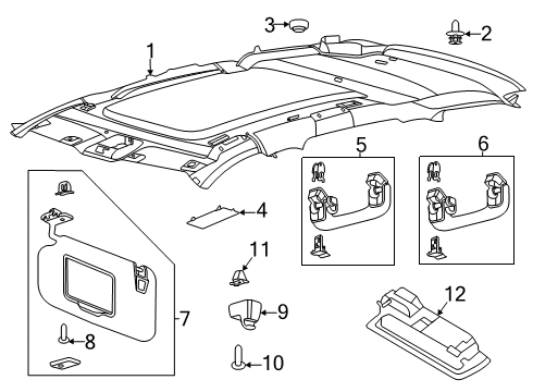 2021 Lincoln Aviator Interior Trim - Roof Diagram