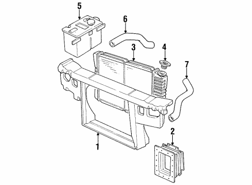 1990 Mercury Cougar Radiator & Components, Radiator Support Diagram 1 - Thumbnail