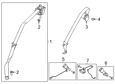 2022 Ford Escape Rear Seat Belts Diagram
