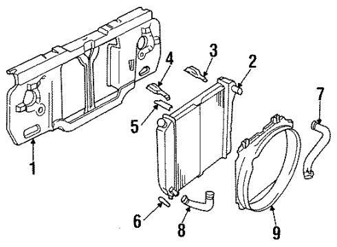 1989 Ford Bronco II Radiator & Components, Radiator Support, Cooling Fan Diagram