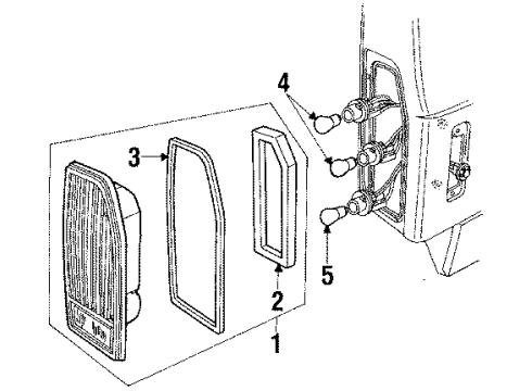 1990 Ford Country Squire Tail Lamps, Backup Lamps Diagram