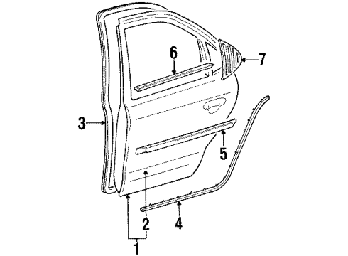 2000 Mercury Mystique Body Side Molding Diagram for YS9Z-5425532-BTPM