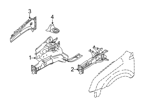 2010 Ford Transit Connect Apron/Rail Assembly, Front Driver Side Diagram for 9T1Z-16055-A