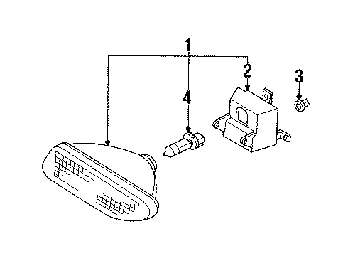 1999 Mercury Tracer Fog Lamp Assembly, Passenger Side Diagram for F7CZ15200AE