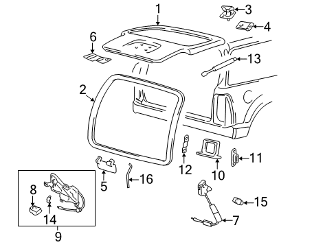 2005 Mercury Mountaineer Gate & Hardware Diagram