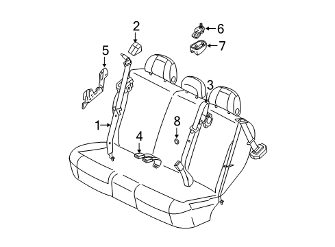 2008 Mercury Mariner Rear Seat Belts Diagram 2 - Thumbnail