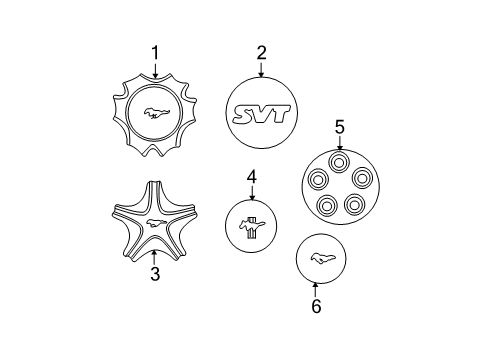 2003 Ford Mustang Wheel Covers & Trim Diagram