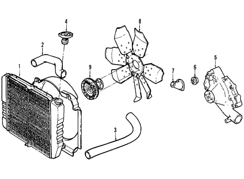 1992 Lincoln Mark VII Cooling System, Radiator, Water Pump, Cooling Fan Diagram