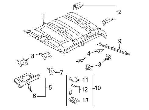 2008 Ford Explorer Sport Trac Headliner Diagram 1 - Thumbnail