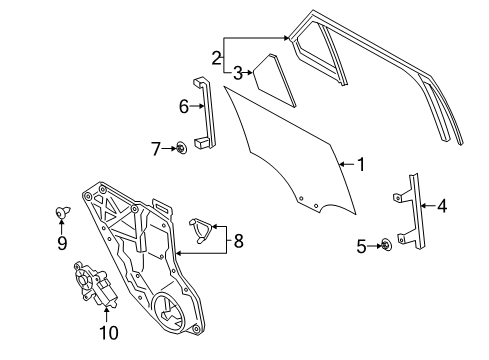 2022 Ford Police Interceptor Utility Front Door Glass & Hardware Diagram