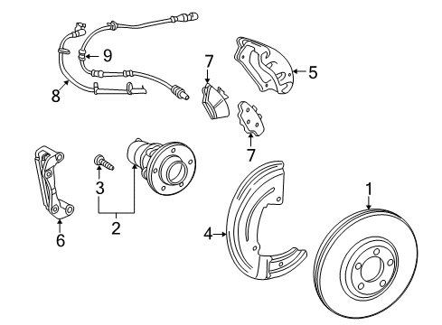 2009 Ford Taurus X ABS Sensor, Rear Passenger Side Diagram for 8G1Z-2C190-A