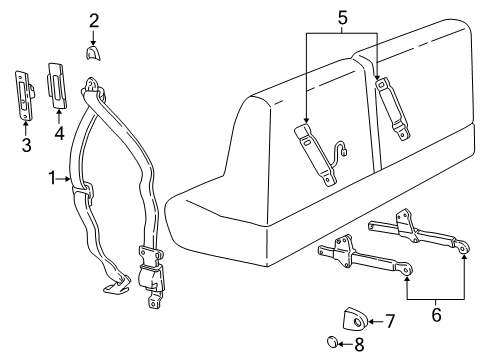2002 Ford Explorer Sport Lap & Shoulder Belt, Rear Passenger Side Diagram for 1L2Z-98611B68-AAB
