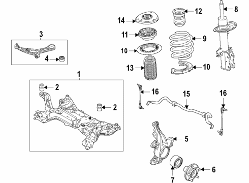 2022 Ford Bronco Sport Front Suspension Components, Lower Control Arm, Stabilizer Bar Diagram