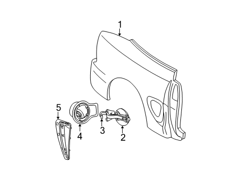 1999 Ford Mustang Quarter Panel & Components Diagram 1 - Thumbnail