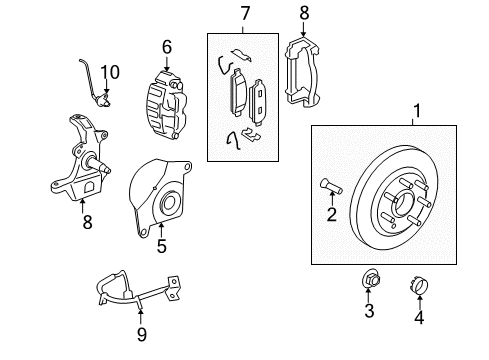 2004 Ford F-150 ABS Sensor, Front Passenger Side Diagram for 4L3Z-2C204-AE