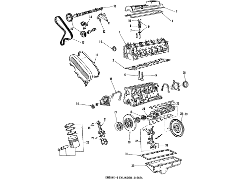 1985 Lincoln Mark VII Engine Parts & Mounts, Timing, Lubrication System Diagram 1 - Thumbnail