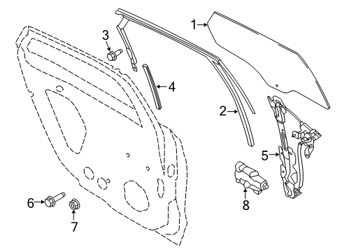 2014 Ford Fusion Rear Door - Glass & Hardware Diagram