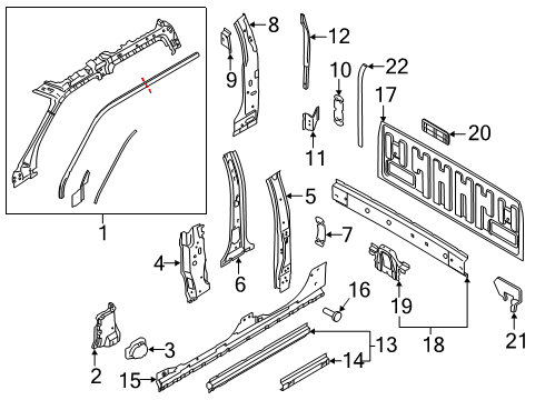 2019 Ford F-350 Super Duty Reinforcement Beam Diagram for NL3Z-16403E32-C