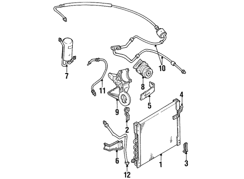1993 Ford F-250 A/C Condenser, Compressor & Lines Diagram