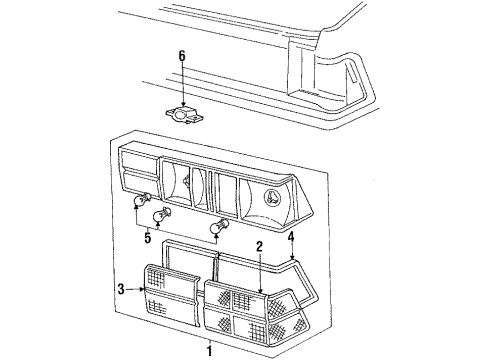1985 Mercury Lynx Tail Lamps, License Lamps Diagram 6 - Thumbnail