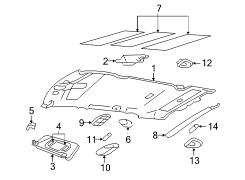 2006 Ford Explorer Sunvisor, Black, Passenger Side Diagram for 7L2Z-7804104-JA