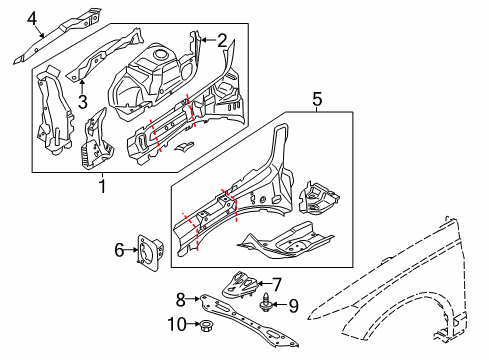 2014 Ford Fusion Structural Components & Rails Diagram