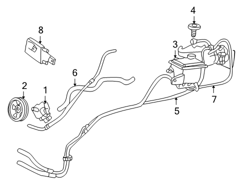 2004 Ford Excursion P/S Pump & Hoses, Steering Gear & Linkage Diagram
