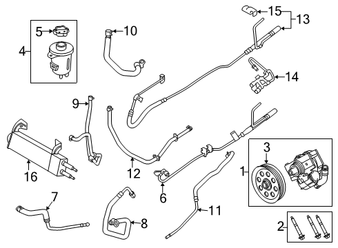 Power Steering Pressure Hose, Front Diagram for HC3Z-3A719-G