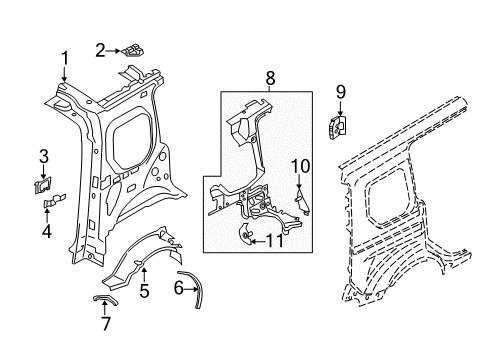 2016 Ford Transit Connect Inner Structure - Side Panel Diagram 6 - Thumbnail