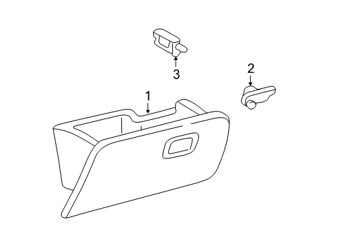 1999 Ford F-250 Super Duty Glove Box Assembly, Prairie Tan, Front Diagram for F81Z-2506024-BAA