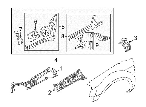 2006 Ford Five Hundred Structural Components & Rails Diagram