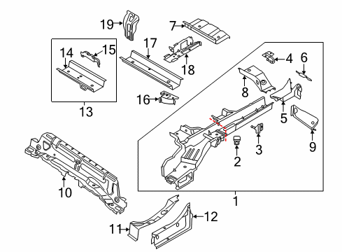 2014 Ford Transit Connect Rails & Components Diagram