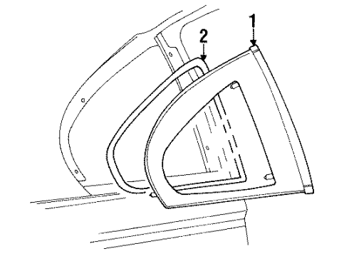 1994 Ford Mustang Quarter Panel - Glass & Hardware Diagram