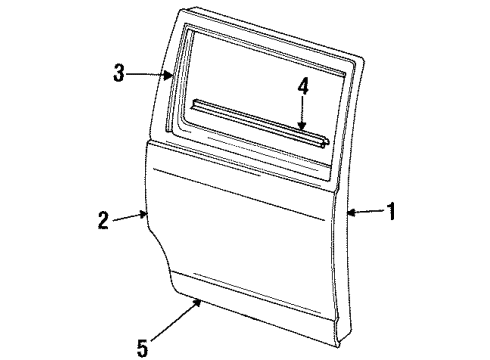 1994 Ford Explorer Rear Door & Components, Exterior Trim Diagram