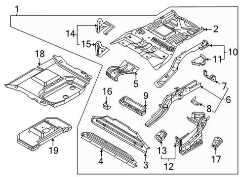 2022 Ford Mustang Mach-E Rear Floor & Rails Diagram