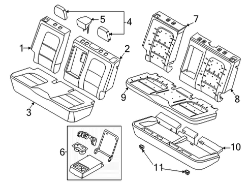 2021 Ford Bronco Sport Seat Back Cover, Rear Passenger Side Diagram for M1PZ-7866600-JB