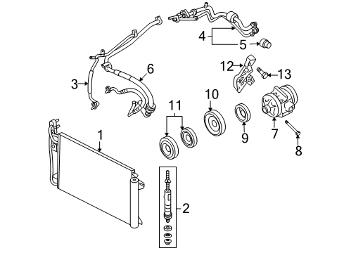 2006 Lincoln Zephyr A/C Condenser, Compressor & Lines Diagram