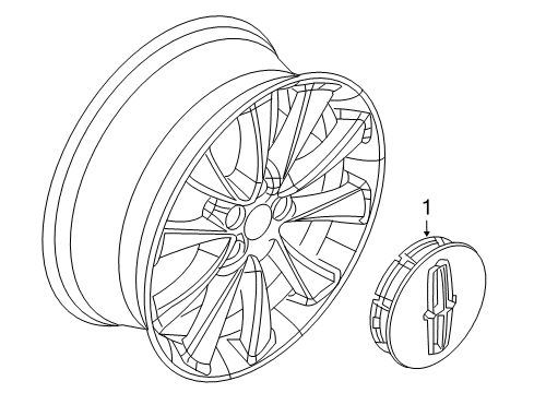 2012 Lincoln MKT Wheel Covers & Trim Diagram