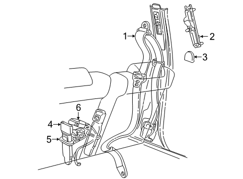 2009 Lincoln Town Car Lap & Shoulder Belt, Black/Charcoal, Front Passenger Side Diagram for 9W7Z-54611B08-AD